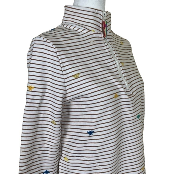 Joules Pip Print Casual 1/4 Zip Rainbow Striped Sweatshirt Bee Print Pastel 2 - Picture 7 of 16